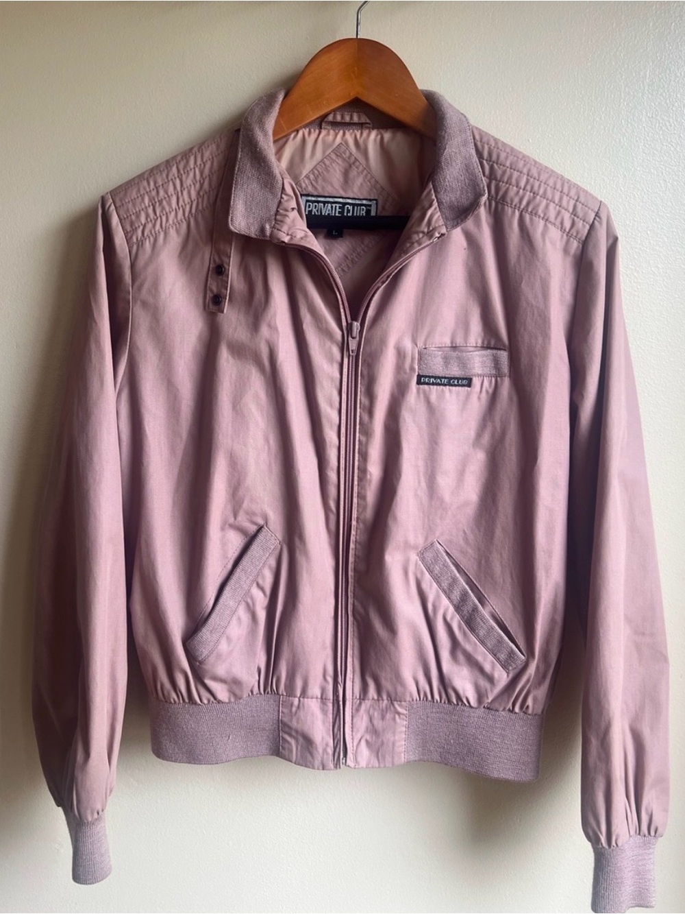 Vintage Private Club Dusty Pink Bomber Jacket Women’s L 80s 90s Retro
